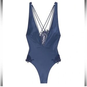 NWT Victoria's Secret Navy Lace Lingerie One piece thong sexy